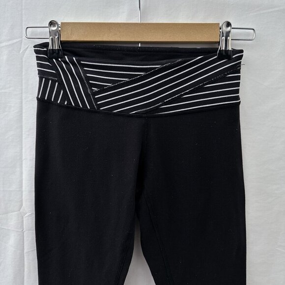 Lululemon Reversible Wunder Under Full-On Luon Pants Striped Waistband Womens 4 - Picture 15 of 16
